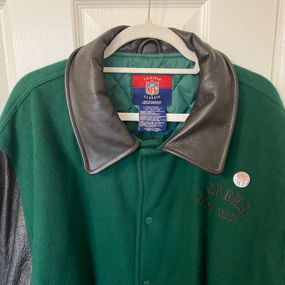 RARE Vintage Reebok NFL Gridiron Classic‎ Green Bay Packers Varsity Jacket XL - Picture 8 of 15